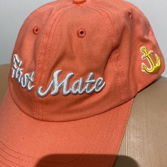 First Mate Boating Fishing Baseball Cap Hat Anchor West Marine Pink Adjustable - Picture 10 of 10